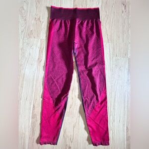 PINK Victoria's Secret Vibrant Red and Pink Seamless Compression Leggings Set M